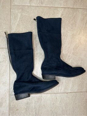 Stuart Weitzman Navy Suede Knee-High Boots